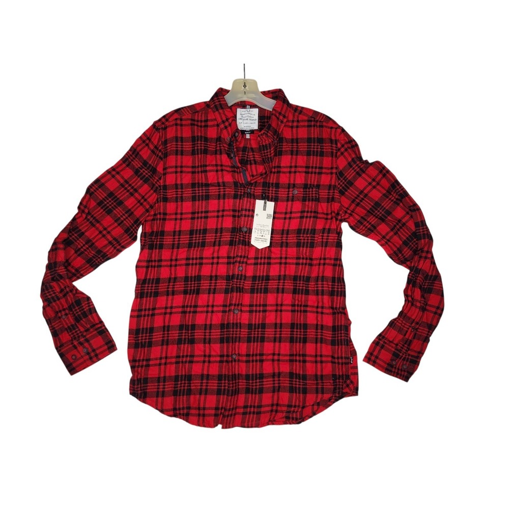 NWT Back To Nature Great Outdoors Red Plaid Long Sleeve Flannel Shirt Sz Large